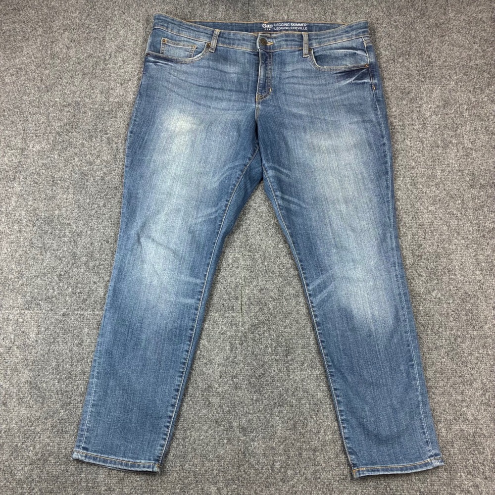 Gap Legging Skimmer Jeans Womens 16/33R Blue Denim Cropped Medium Wash‎ Slim Fit
